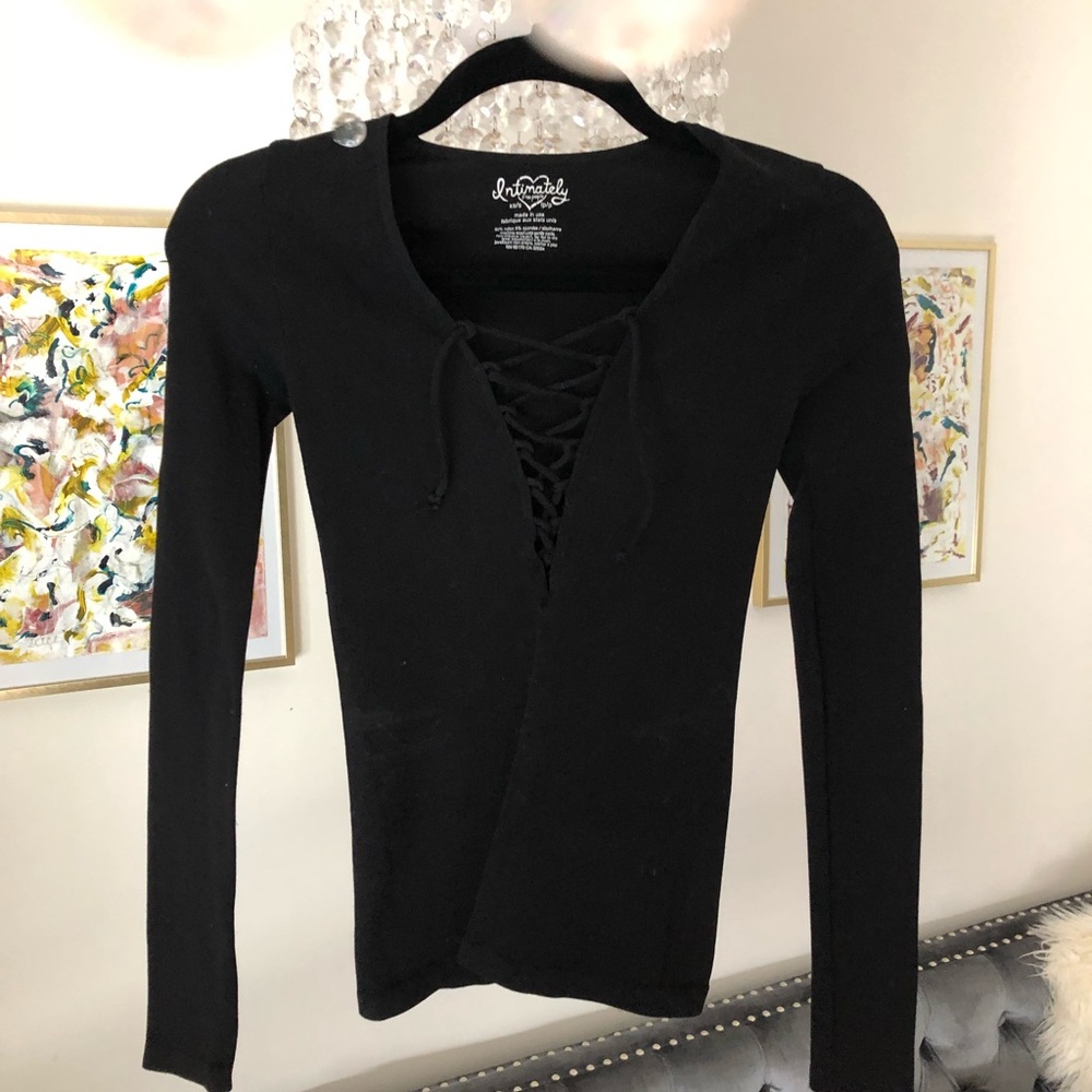 Black tie up long sleeve top